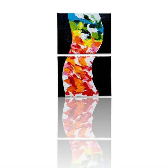 Original Diptych Abstract Acrylic Painting on Canvas, 9x12 - Picture 10 of 16